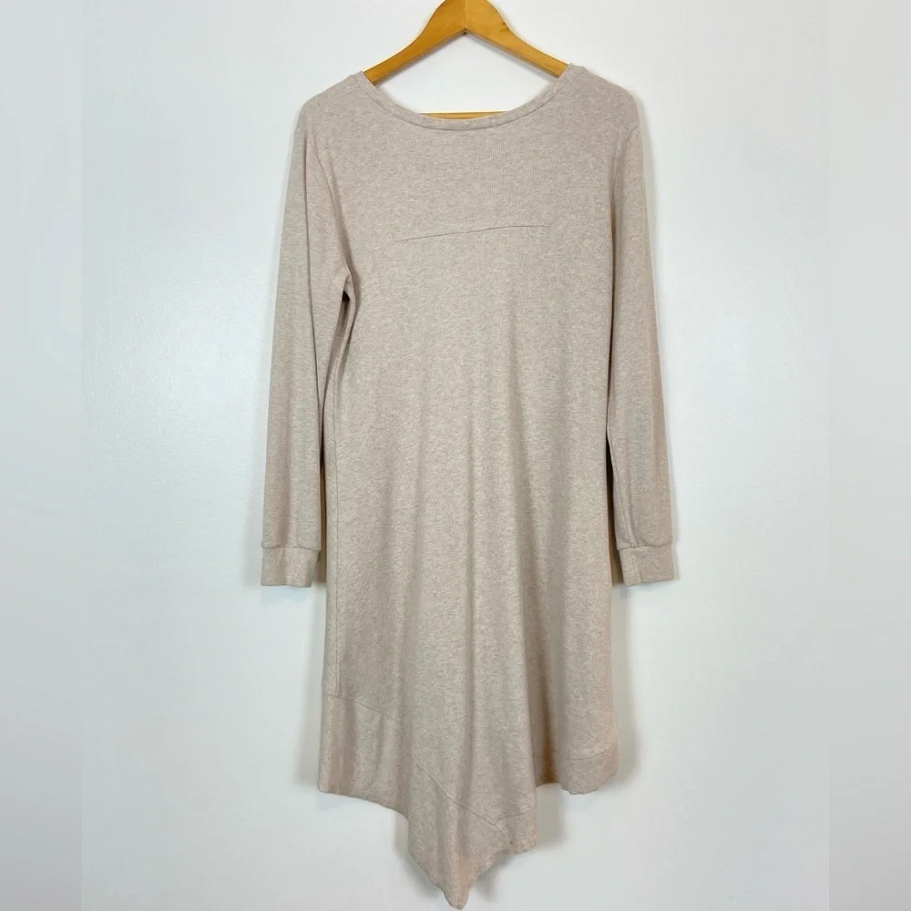 Sundance Thea Cream Asymmetrical Hem Long Sleeve Thermal Knit High Low Dress - Picture 12 of 13